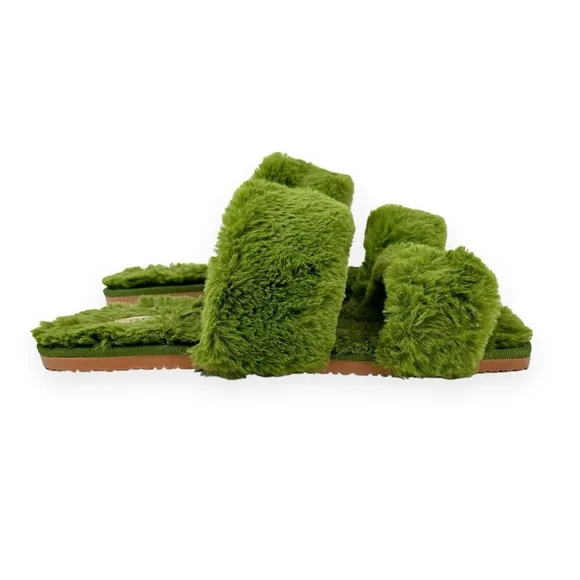Arch NYC Plush Edit Slipper in Kelly Green - Green Furry Slippers