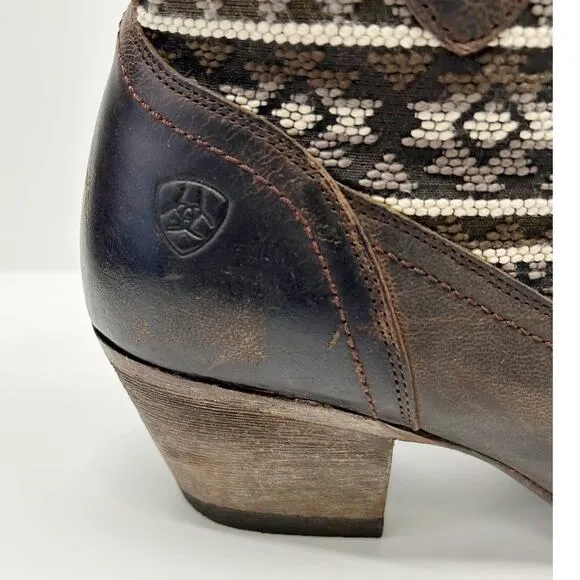 ARIAT Meadow Ankle Western Boots Aztec Coastal Cowgirl Leather Womens Sz 8