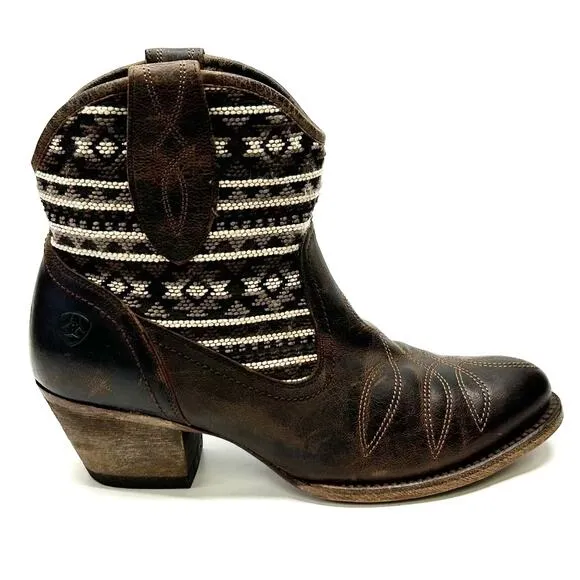 ARIAT Meadow Ankle Western Boots Aztec Coastal Cowgirl Leather Womens Sz 8