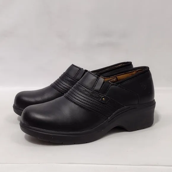 Ariat Safety Clog Steel Toe Shoes Womens 8.5C Black Work Casual Comfy Minimalist