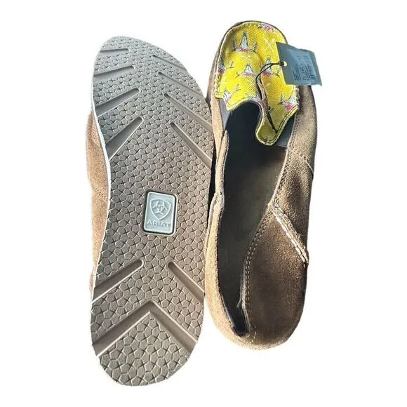Ariat Women's Cruiser Shoes Size 11 Mustard Steerhead Print Slip On Casual