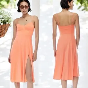 Aritzia Wilfred Coral Montague Minimalist  Effortless Chic Corset Midi Dress XXS