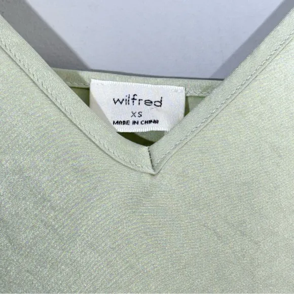Aritzia Wilfred Only Slip Maxi Dress Silver Sage Green XS Silky Satin Minimalist