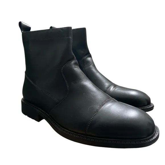 Arkbird Men's Chelsea Boots, Side Zip Leather Ankle Dress Boots Size 12