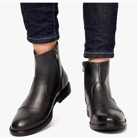 Arkbird Men's Chelsea Boots, Side Zip Leather Ankle Dress Boots Size 12