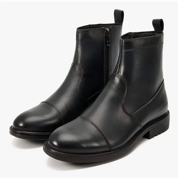 Arkbird Men's Chelsea Boots, Side Zip Leather Ankle Dress Boots Size 12