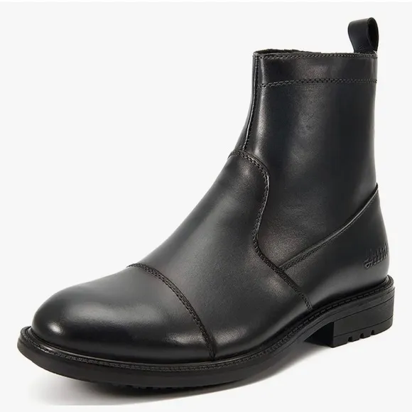 Arkbird Men's Chelsea Boots, Side Zip Leather Ankle Dress Boots Size 12