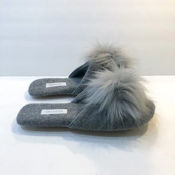 Arlotta Cashmere Pom Slide Slippers