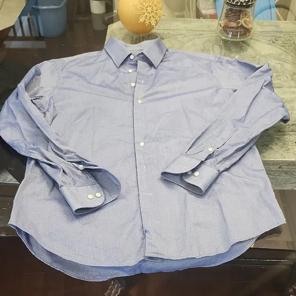 Armani Collezioni Luxury Men's Blue XL Button Up Dress Shirt
