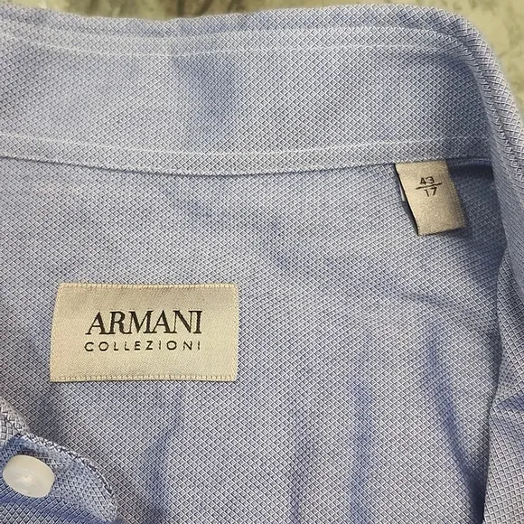 Armani Collezioni Luxury Men's Blue XL Button Up Dress Shirt