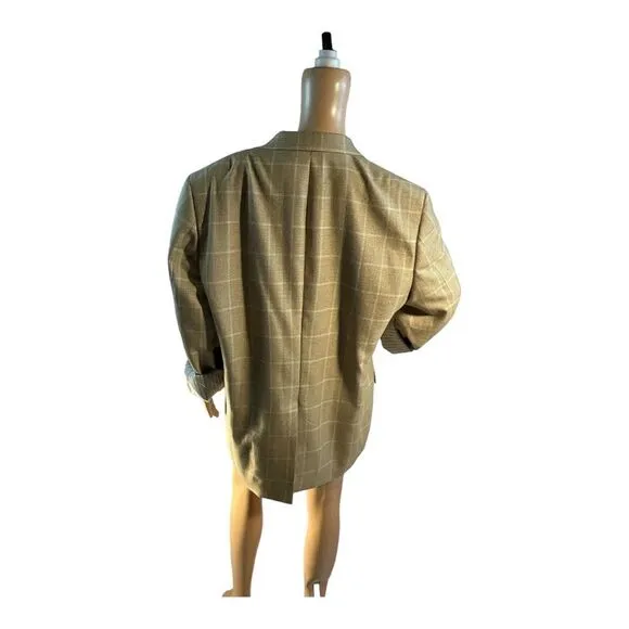 Arnold Brant Men’s 100% Cashmere Sport Coat Shepherd's Check 42R Long Sleeves