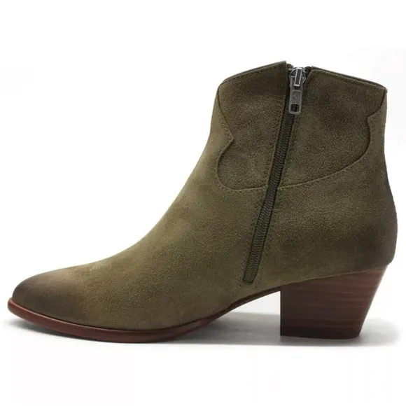 ASH Houston Suede Leather Western Heel Zip Ankle Boots Dune Brown Tan 36 6