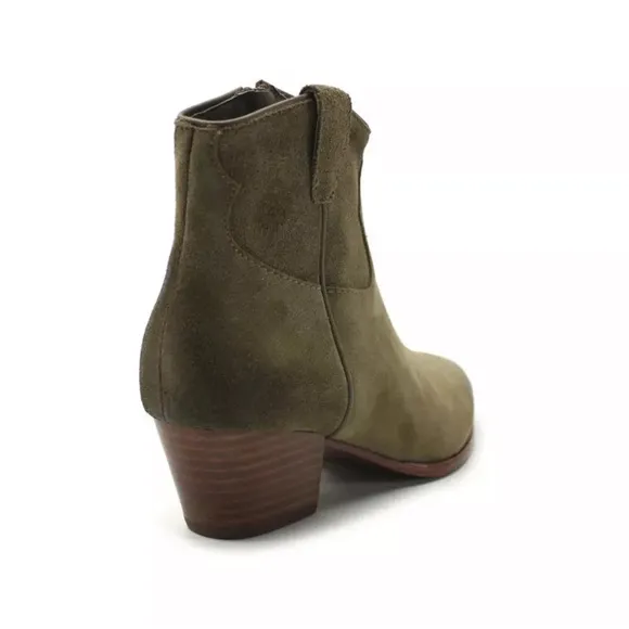 ASH Houston Suede Leather Western Heel Zip Ankle Boots Dune Brown Tan 36 6