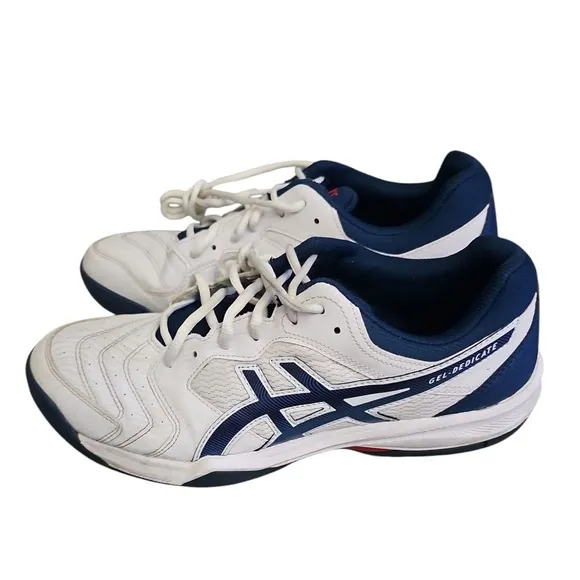 Asics Gel-Dedicate Tennis Shoes Court Sneakers Athletic White Blue Men Size 10.5