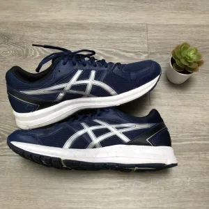 asics men’s navy blue silver running workout shoes