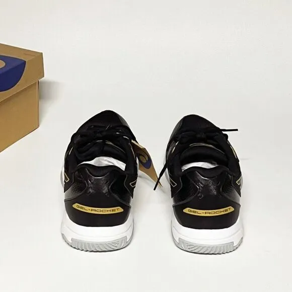 ASICS GEL-Rocket 10 Volleyball Shoes Men’s Size 11.5 Black/Gold 1071A054-002 NWB