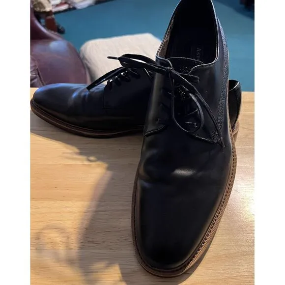 Aston‎ Grey Size 10 M  Lace Up Black Adayde Leather  Shoes MEN'S EUC Dressy