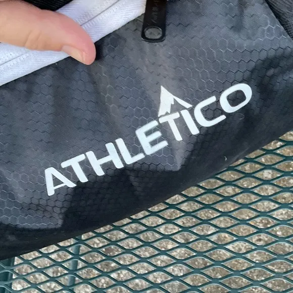 Athletico Gear NEW vinyl mash adjustable black backpack white trim school sports