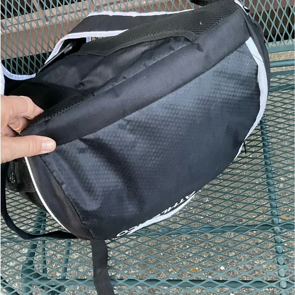 Athletico Gear NEW vinyl mash adjustable black backpack white trim school sports