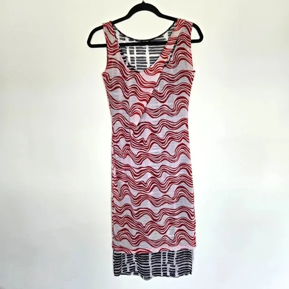 Atlein Tulle Double Layer Midi Dress Women's 6 Artsy Eclectic Luxury Psychedelic