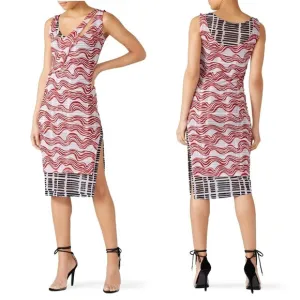 Atlein Tulle Double Layer Midi Dress Women's 6 Artsy Eclectic Luxury Psychedelic