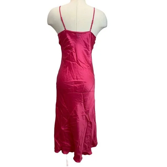 ATM Anthony Thomas Melillo Pink Silk Minimalist V Neck Slip Dress NWOT S $395