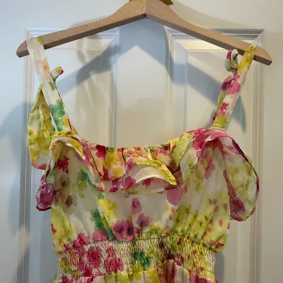 August Floral Tiered Maxi Dress Size Small - Greece Luxury Resort Wear. NWT Rami