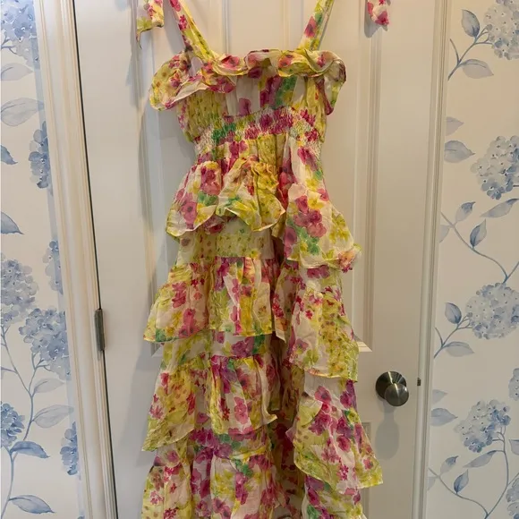 August Floral Tiered Maxi Dress Size Small - Greece Luxury Resort Wear. NWT Rami
