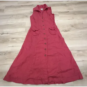 Austin Reed Women 6 Dress Maxi 100% Linen Sleeveless Red Minimalist Lagenlook