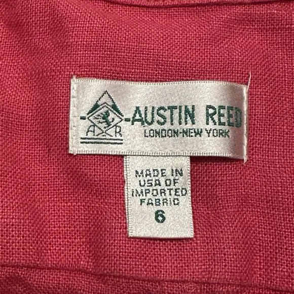 Austin Reed Women 6 Dress Maxi 100% Linen Sleeveless Red Minimalist Lagenlook