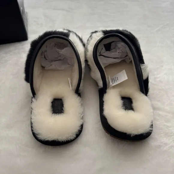 Australia Luxe Collection Heiress Luxurious Black and White Slippers Large 10/11