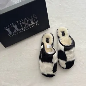 Australia Luxe Collection Heiress Luxurious Black and White Slippers Large 10/11