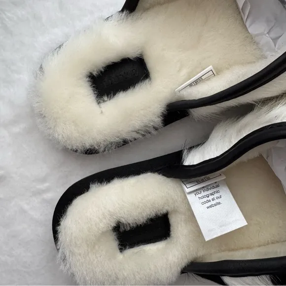 Australia Luxe Collection Heiress Luxurious Black and White Slippers Large 10/11