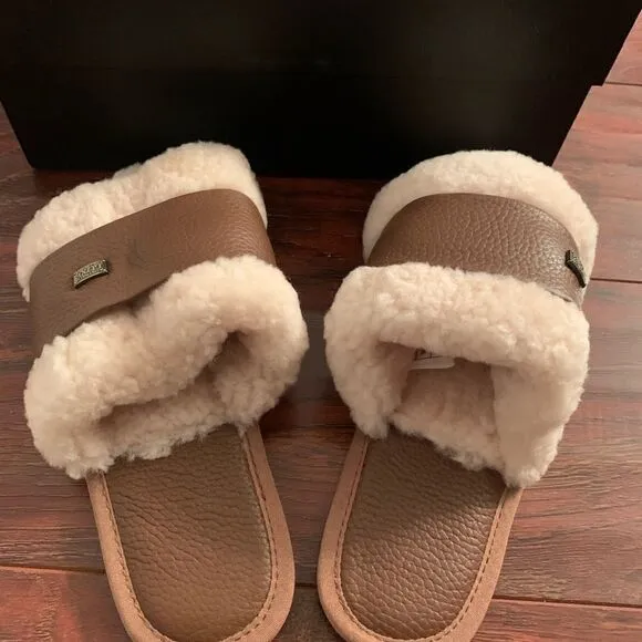 💖Australia luxe Collective shearling  slip-on leather slipper size 7 and 8, new