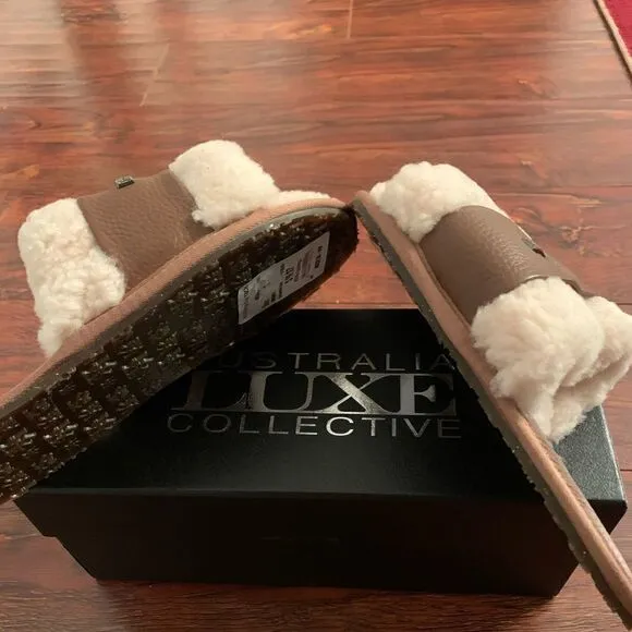 💖Australia luxe Collective shearling  slip-on leather slipper size 7 and 8, new