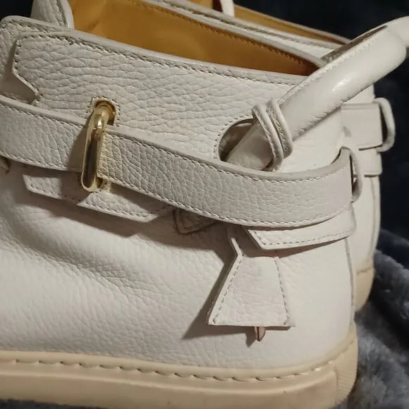 Authentic Men's Buscemi Hi-Top Sneakers Leather Gold Lock White 46 (12-13)