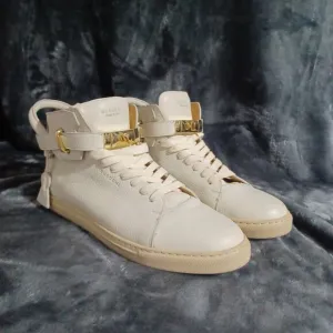 Authentic Men's Buscemi Hi-Top Sneakers Leather Gold Lock White 46 (12-13)