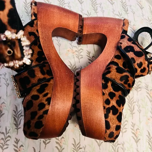 Autumn Adeigbo Brown Platform Shoes with Rhinestone Buckles