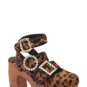 Autumn Adeigbo Brown Platform Shoes with Rhinestone Buckles