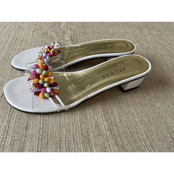 AZUREE CANNES sandals MACARO MULTI SLIDE DRESSY MULE WITH LOW HEEL 8