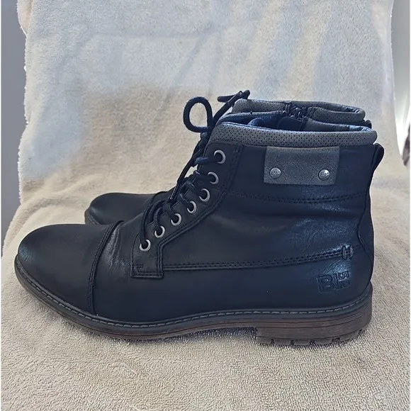 B45 by Bullboxer Staley Black Lace Up Side Zip Cap Toe Ankle Boots Men's Size 10
