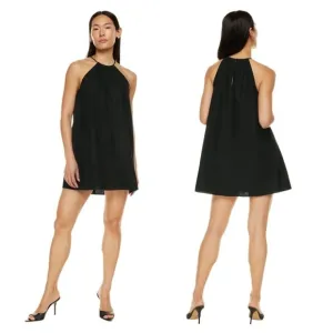 Babaton Aritzia Black Halter Savile Poplin Mini Dress 2XS Minimalist LBD Gothic