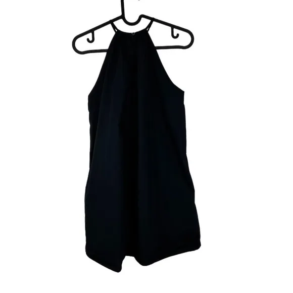 Babaton Aritzia Black Halter Savile Poplin Mini Dress 2XS Minimalist LBD Gothic