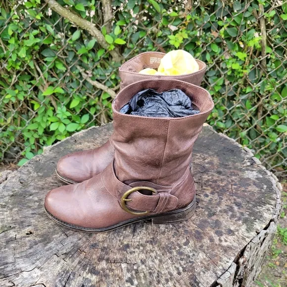 Bakers Genuine Leather Ankle Boots With Buckle Design