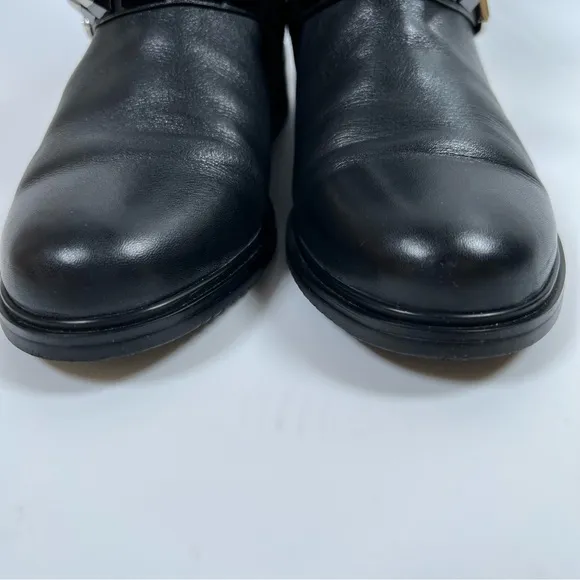 Balidoner Black Leather Studded Ankle Boots Size 38