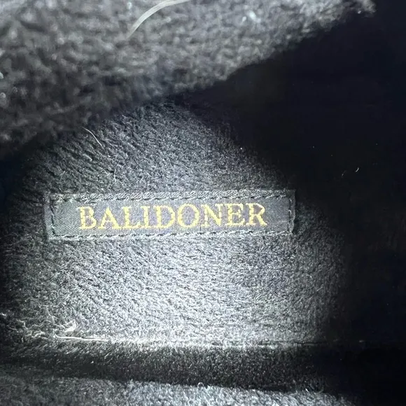 Balidoner Black Leather Studded Ankle Boots Size 38