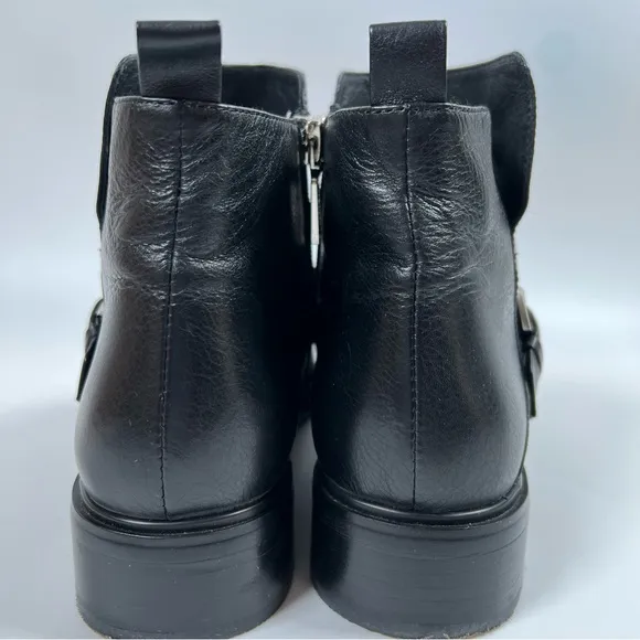 Balidoner Black Leather Studded Ankle Boots Size 38