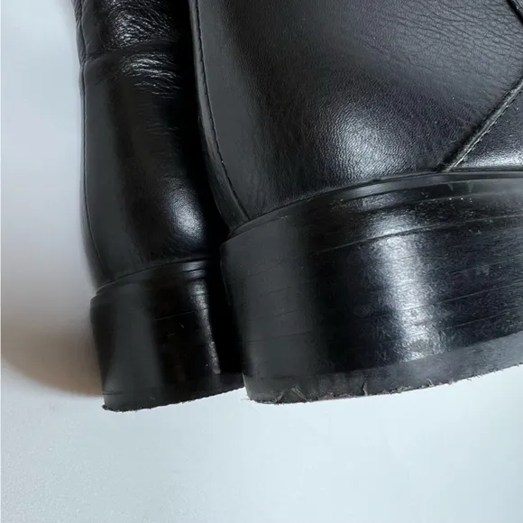 Balidoner Black Leather Studded Ankle Boots Size 38