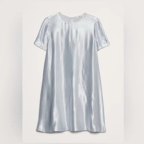 Banana Republic AURELIA SATIN TRAPEZE Luxury Date Night Event MINI DRESS LTall