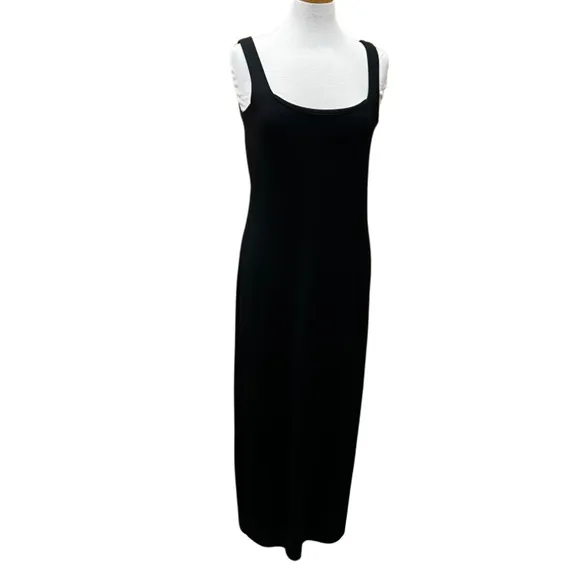 Banana Republic Black Sleeveless Maxi Dress M Minimalist Tank Stretch Knit